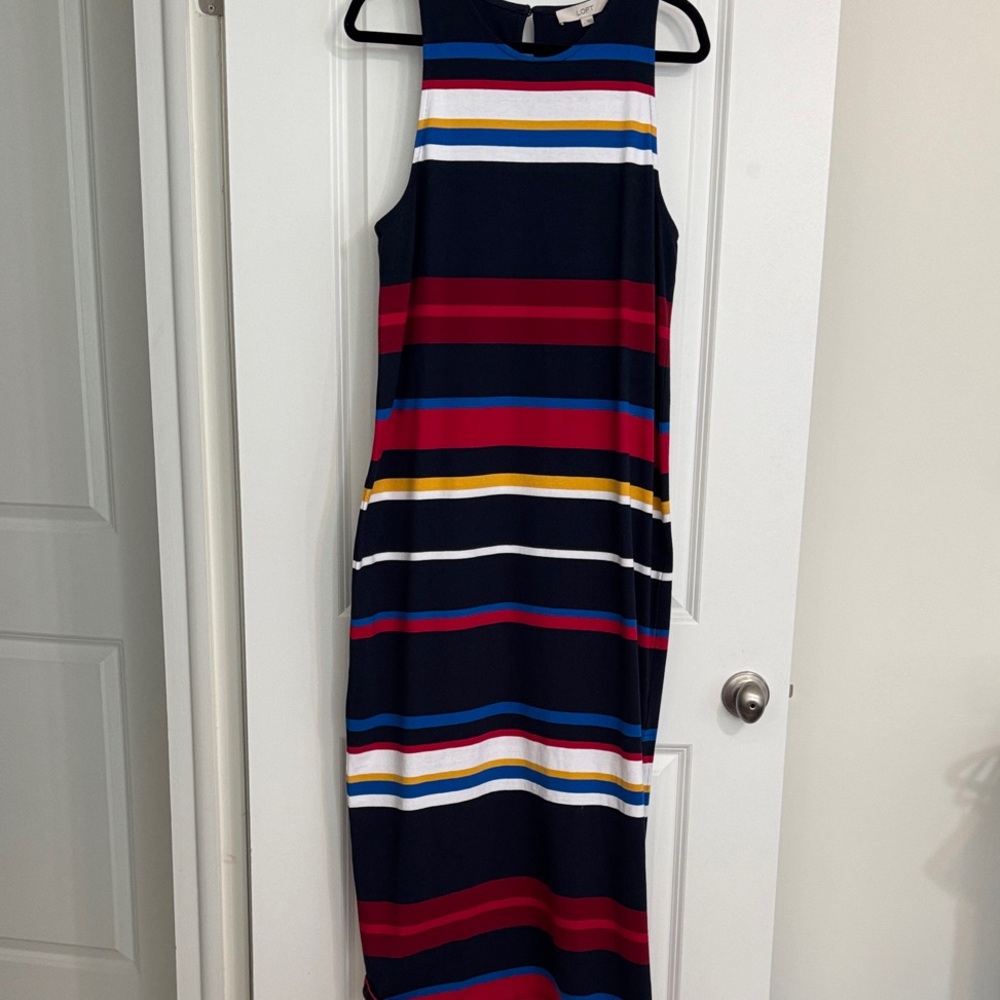 LOFT Multicolor Striped Midi Dress